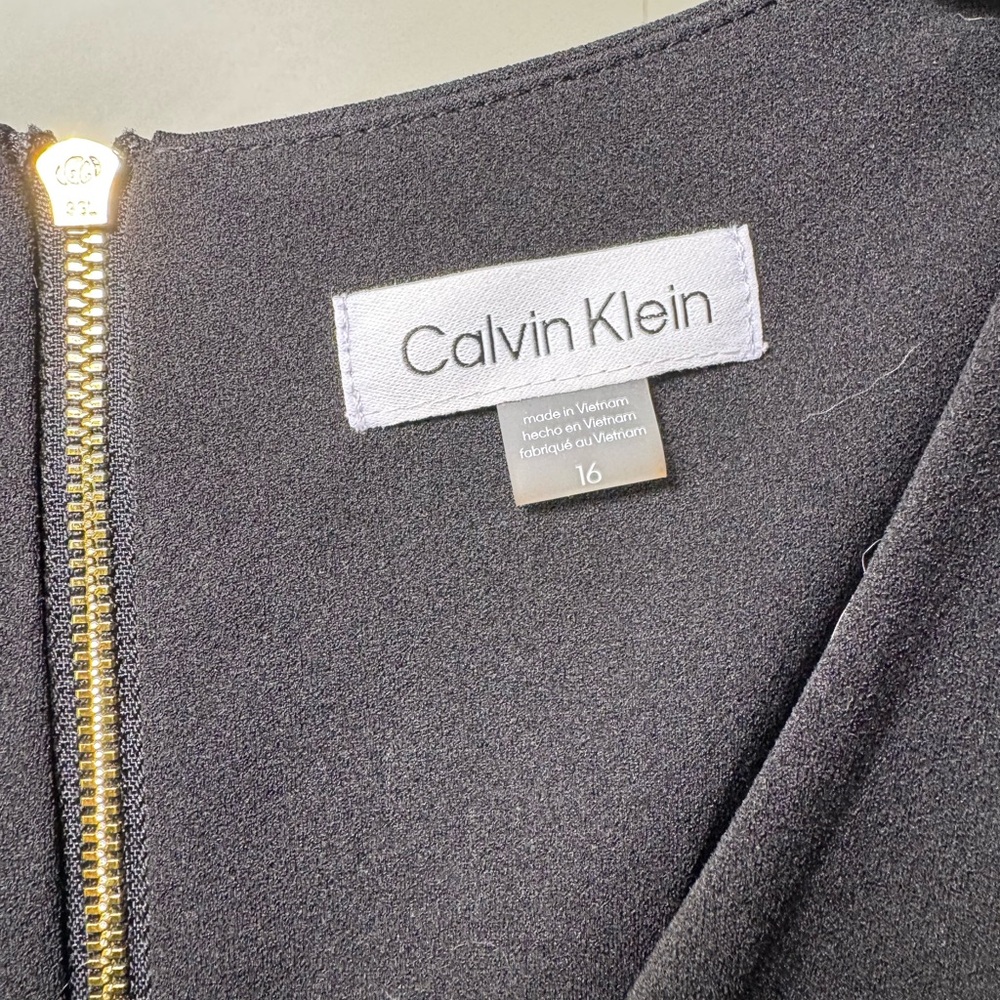 Calvin Klein V-Neck Sleeveless Fit & Flare Midi Dress - Picture 4 of 4